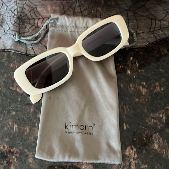 Kimorn Cream Colored Rectangular Fashion Sunglasses With Cloth Case - Picture 11 of 13